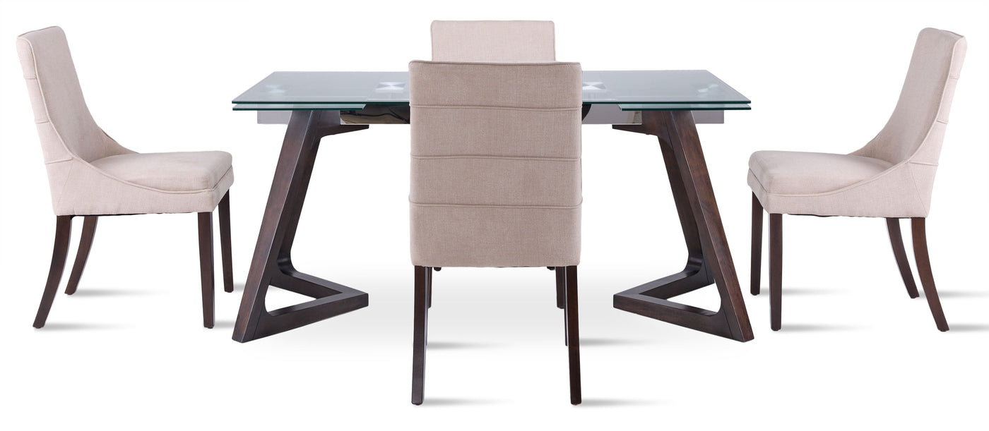Zyer 5-Piece Dining Set - Merlot, Beige