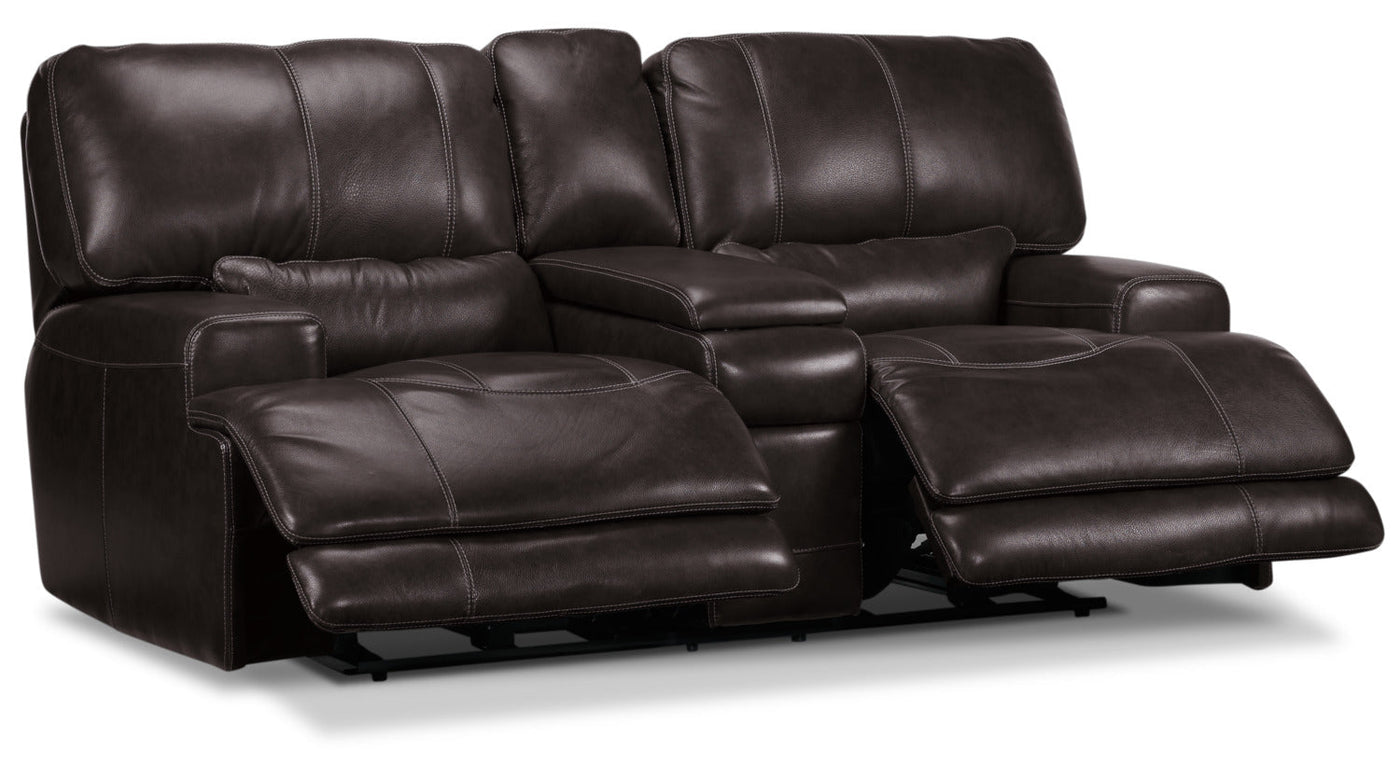 Dearborn Power Reclining Loveseat with Console - Blackberry