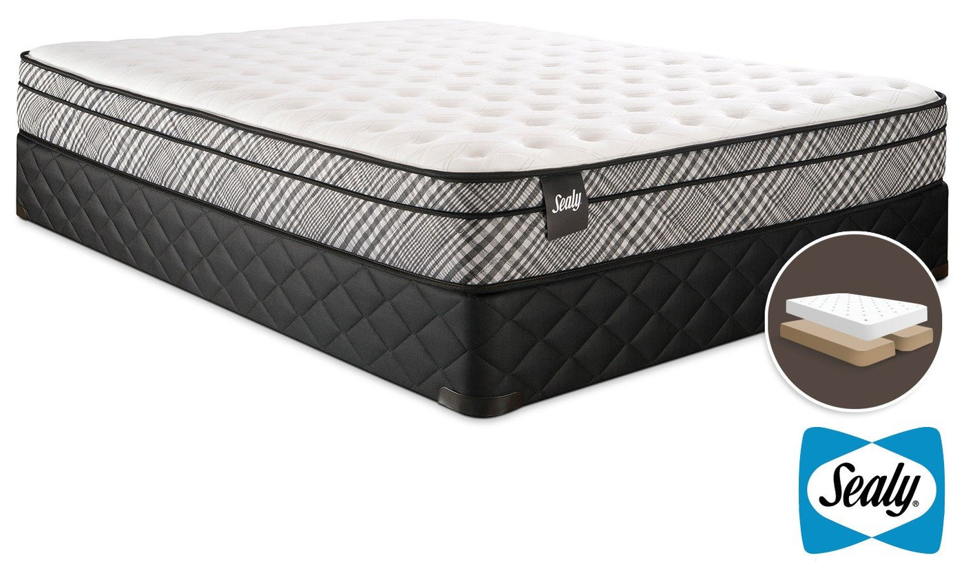 Sealy Visual Cushion Firm Queen Mattress and Split Boxspring Set