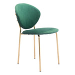 Butik Velvet Dining Chair - Green/Gold - Set of 2