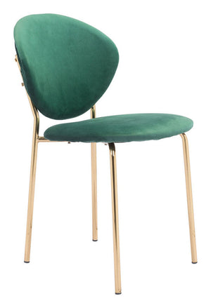 Butik Velvet Dining Chair - Green/Gold - Set of 2