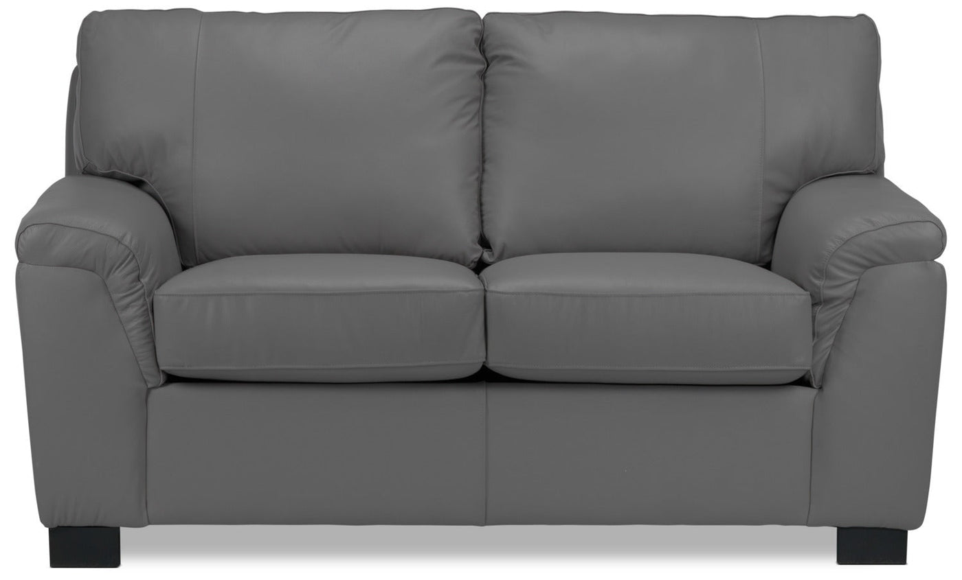 Reynolds Leather Loveseat - Grey