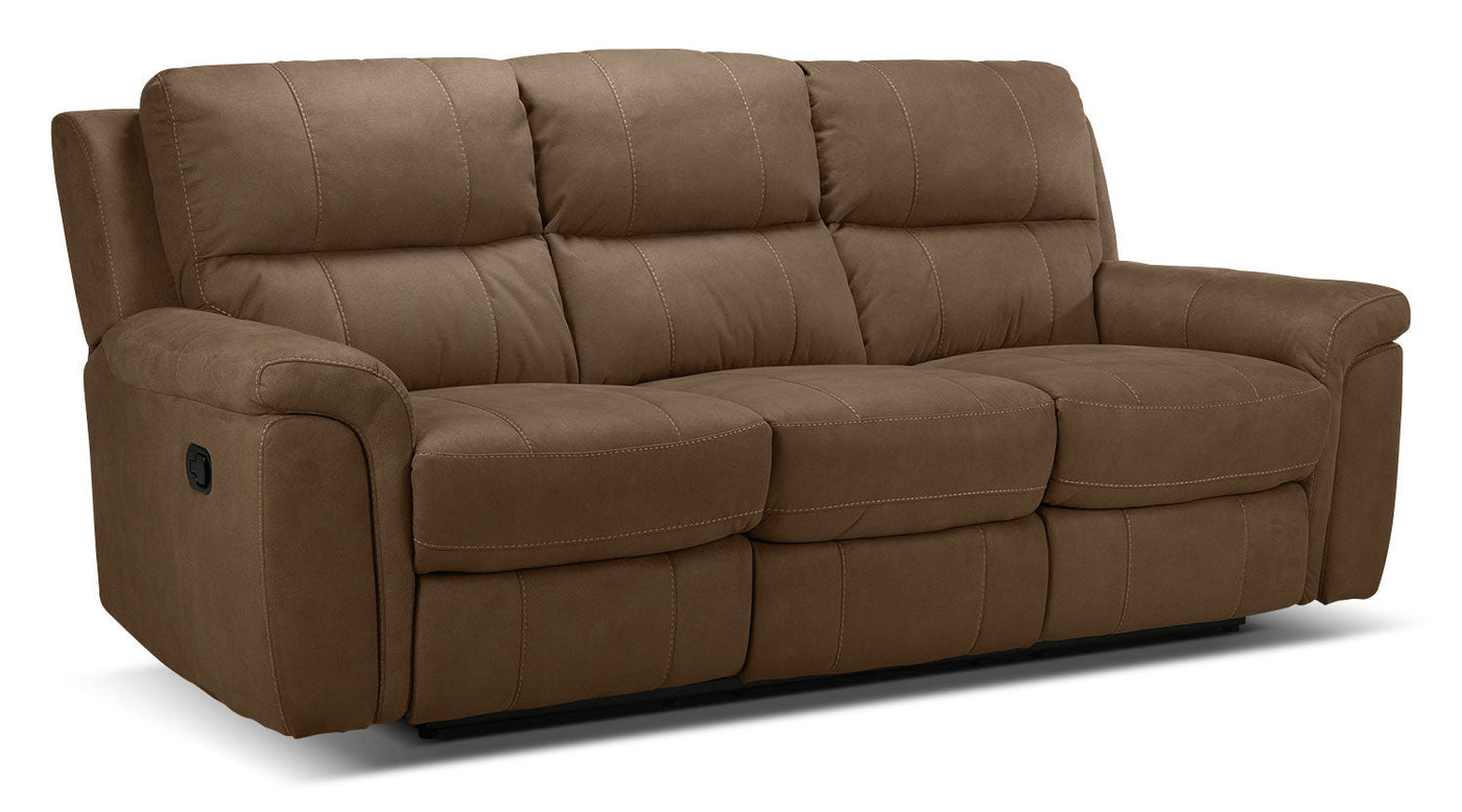 Roarke Reclining Sofa and Reclining Loveseat Set - Tobacco