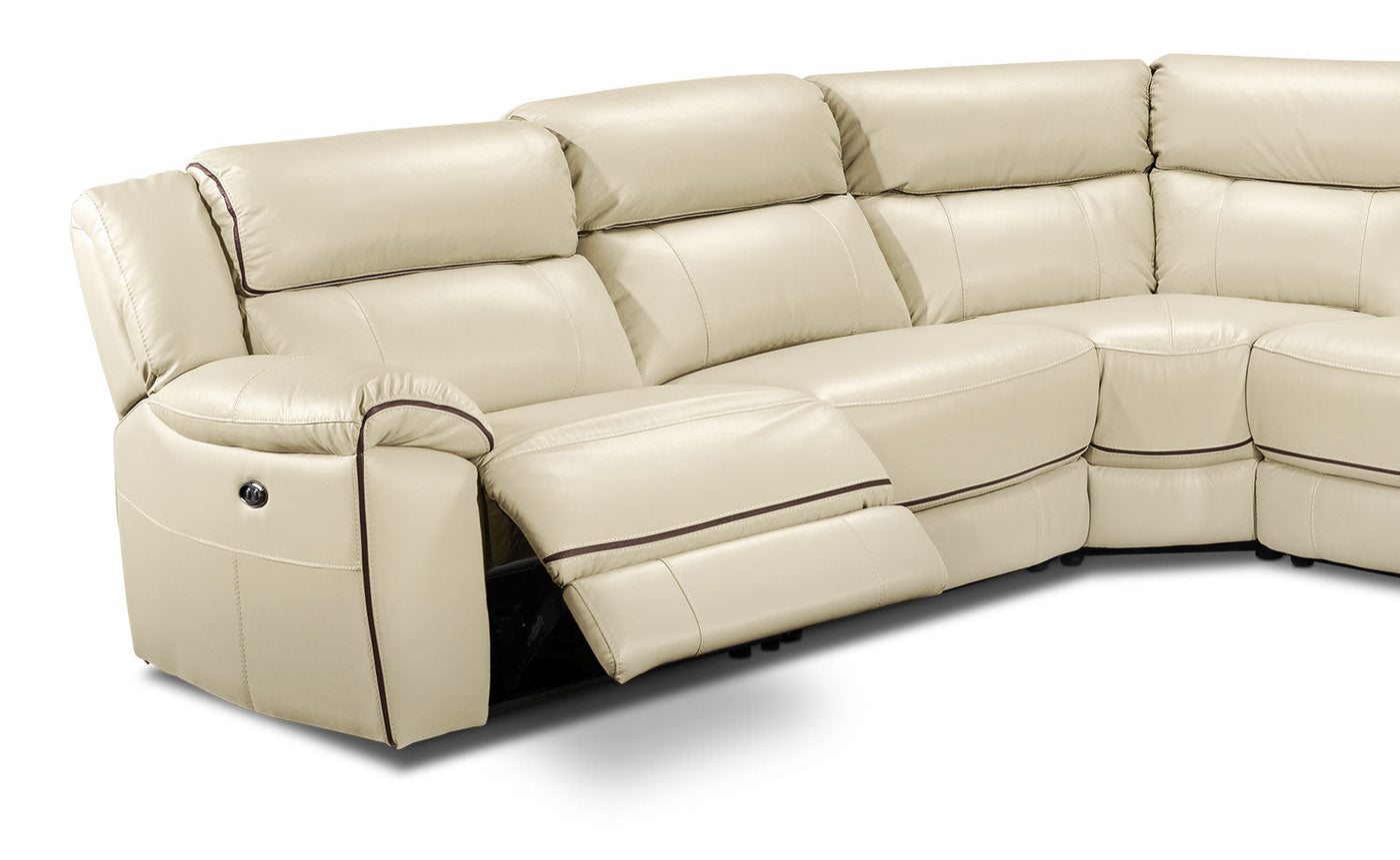 Holton 6-Piece Leather Sectional with Right-Facing Chaise - Pebble