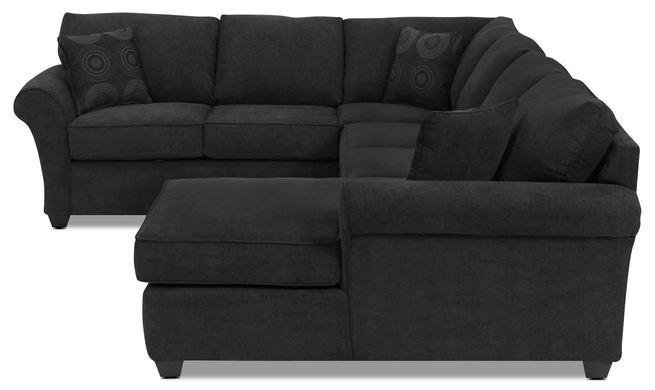 Althea 4-Piece Sectional with Right-Facing Chaise - Black