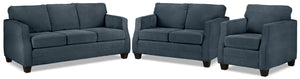 Agnes Sofa, Loveseat and Chair Set - Blue
