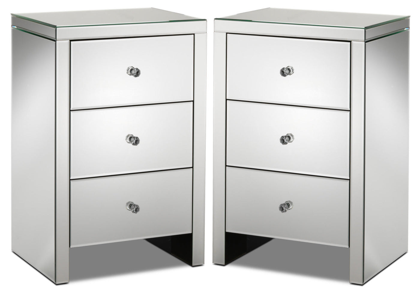 Illusion Set of 2 Night Tables - Mirrored Glass