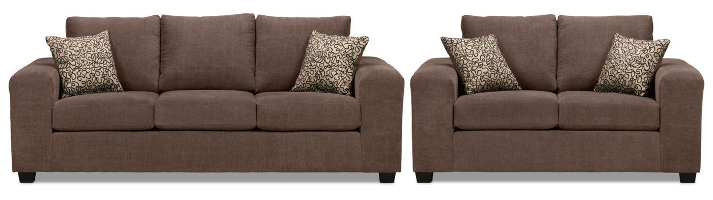 Fava Sofa and Loveseat Set - Light Brown