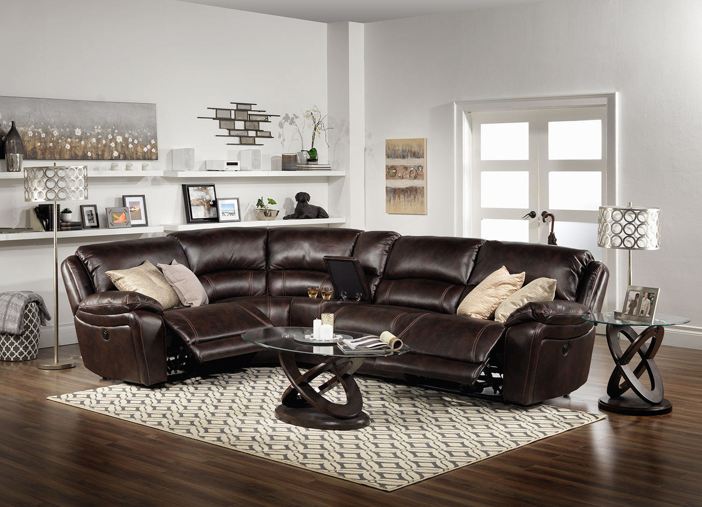 Santorini 5-Piece Power Reclining Sectional - Walnut