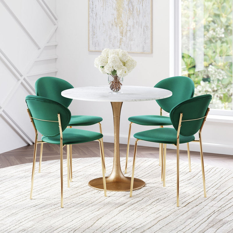 Butik Velvet Dining Chair - Green/Gold - Set of 2