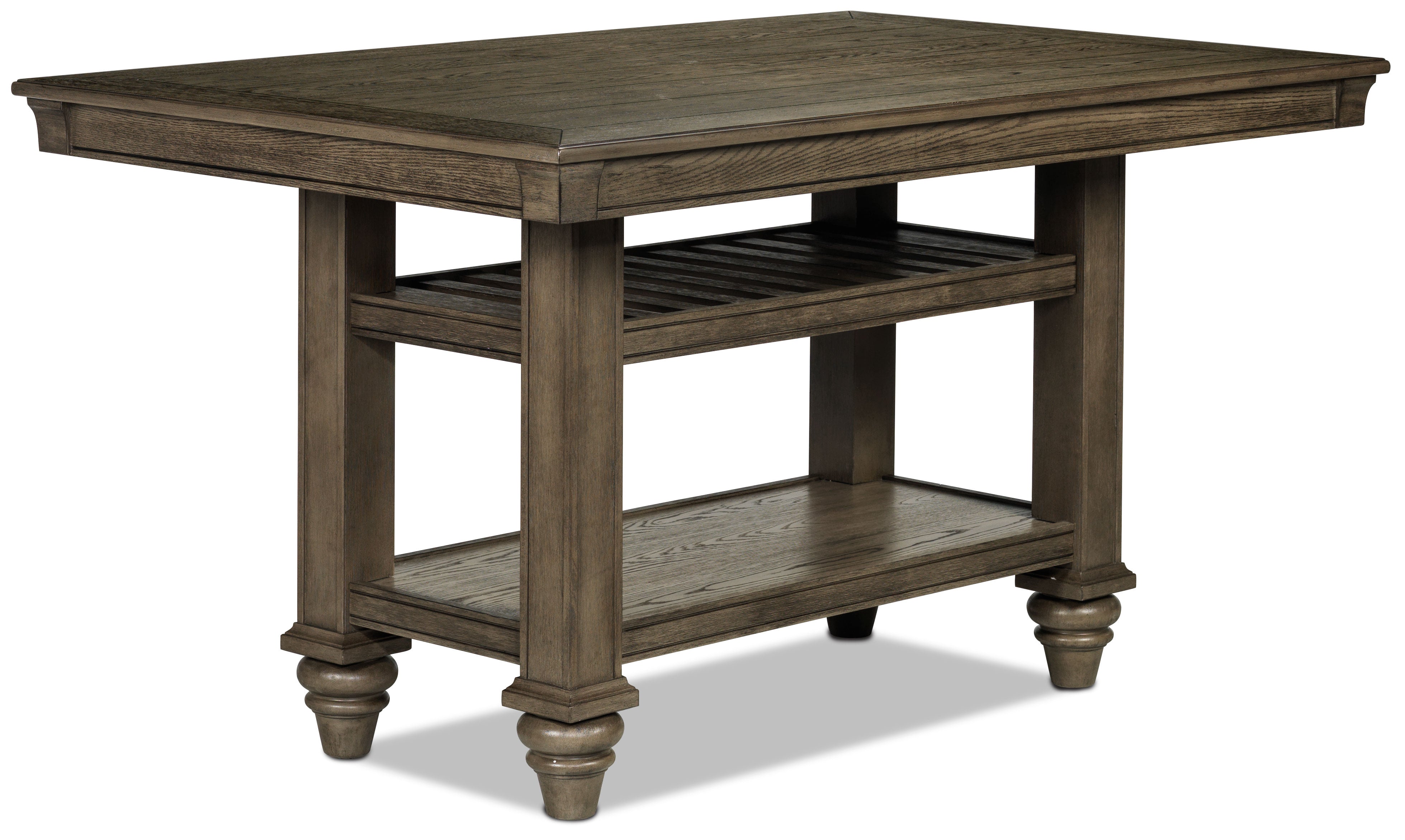 Bilboa 7-Piece Counter Height Dining Room Set with 6 Counter Backless Stools - Roasted Oak