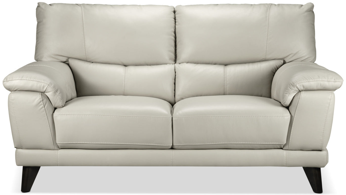 Braylon Leather Loveseat - Silver Grey