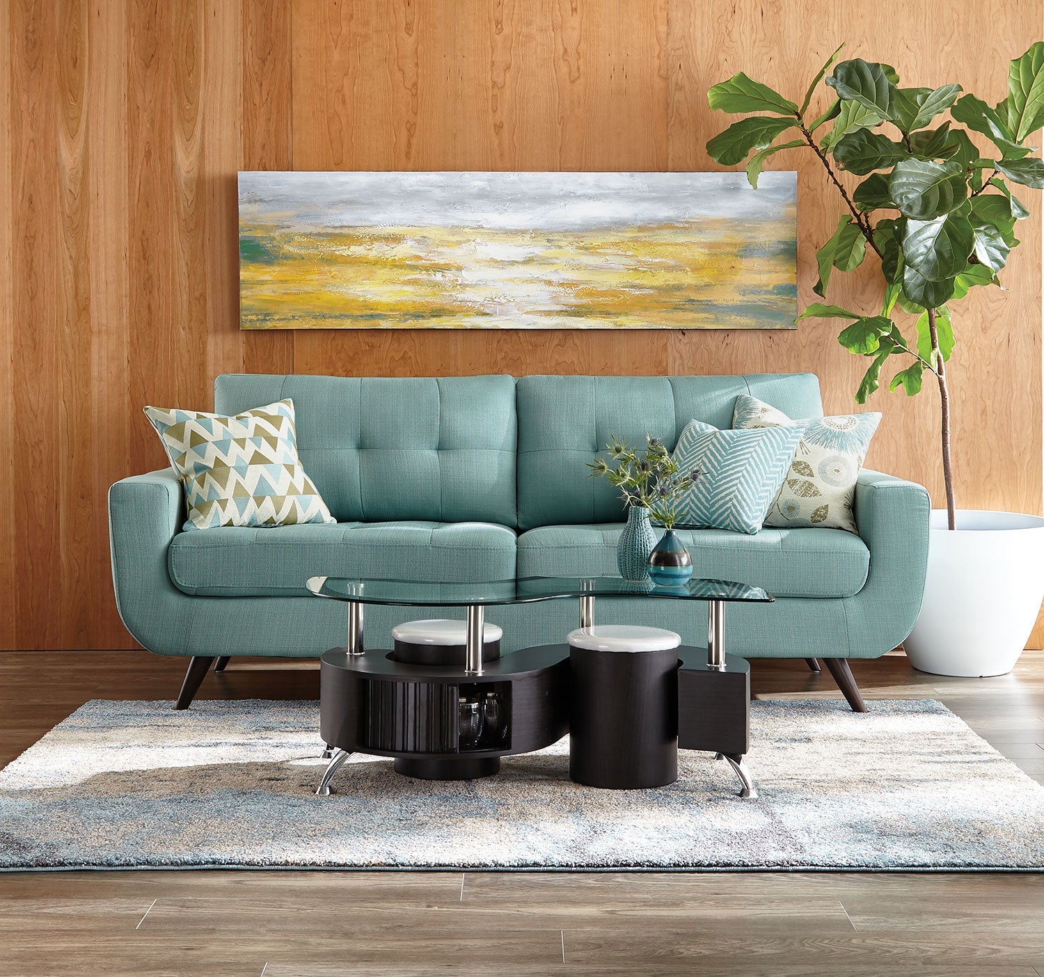 Julian Sofa, Loveseat and Chair Set - Teal