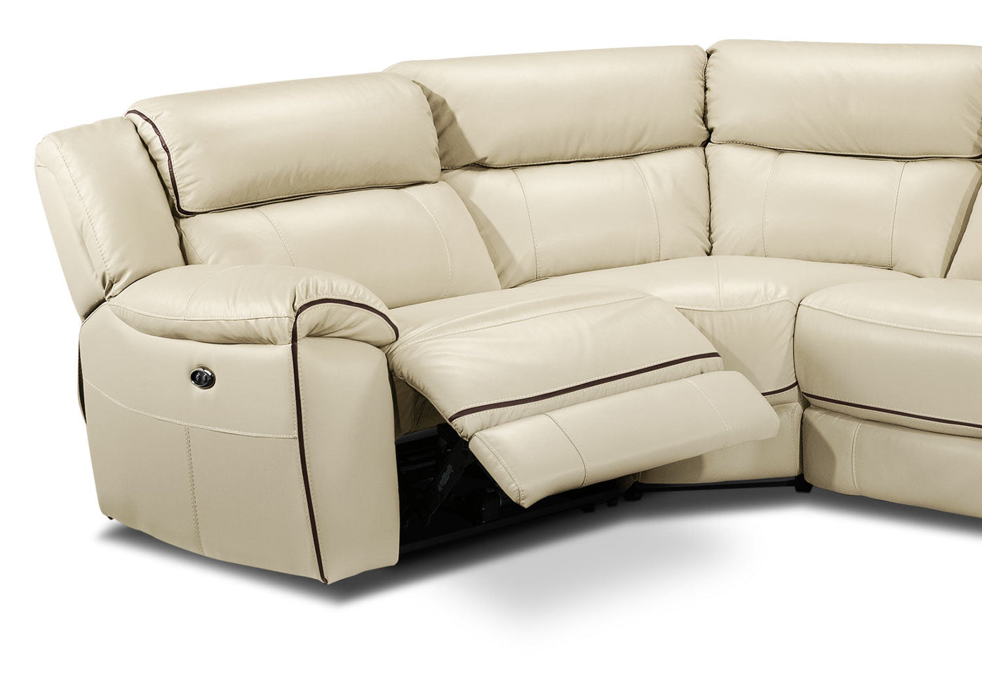 Holton 5-Piece Leather Sectional with Right-Facing Chaise - Pebble