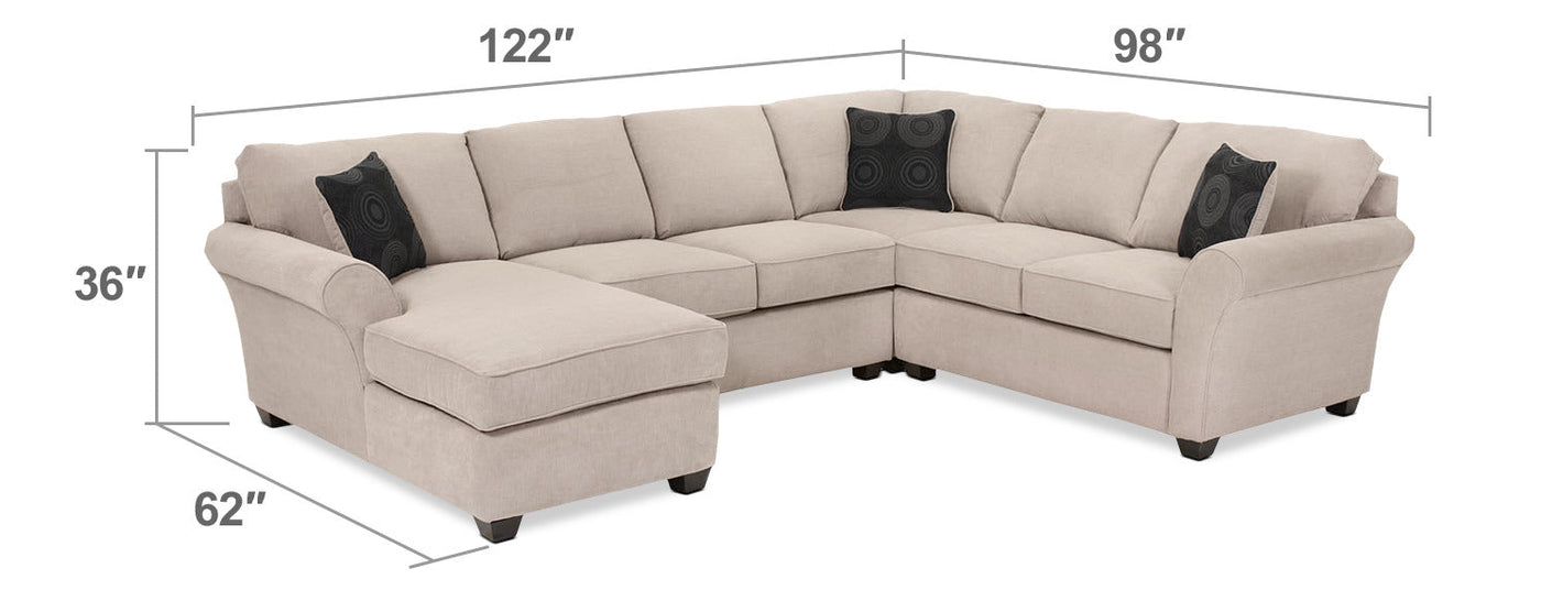 Althea 4-Piece Sectional with Left-Facing Chaise - Mocha