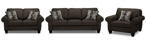 Drake Sofa, Loveseat and Chair Set - Pewter