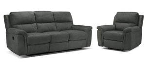 Roarke Reclining Sofa and Recliner Set - Charcoal