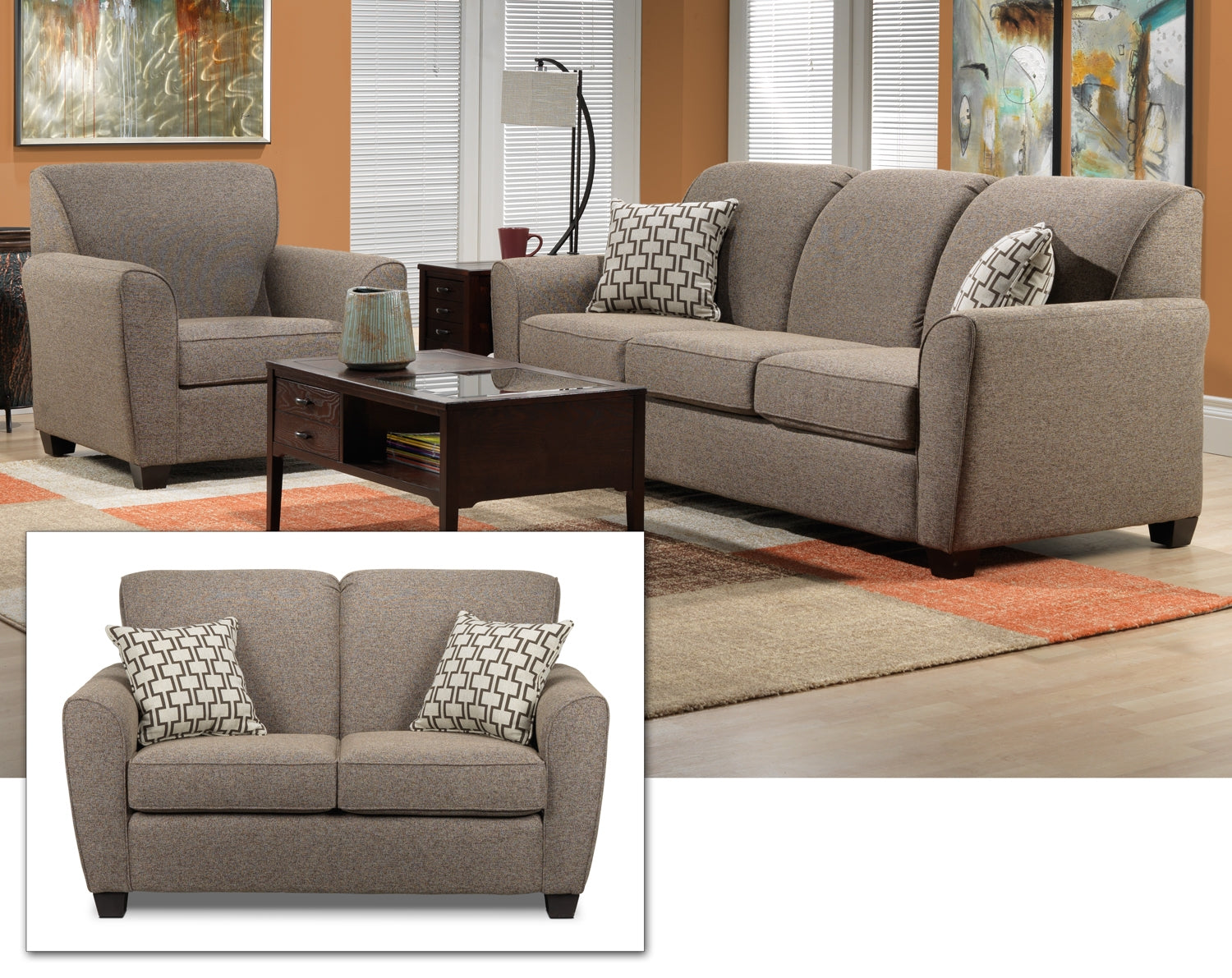 Ashby 3 Pc. Living Room Package - Brown