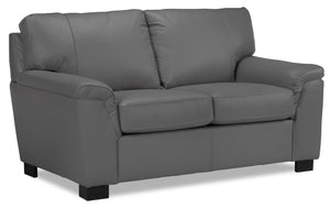 Reynolds Leather Loveseat - Grey