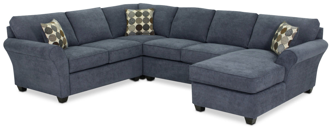Althea 4-Piece Sectional with Right-Facing Chaise - Navy
