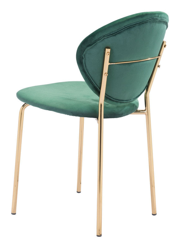 Butik Velvet Dining Chair - Green/Gold - Set of 2