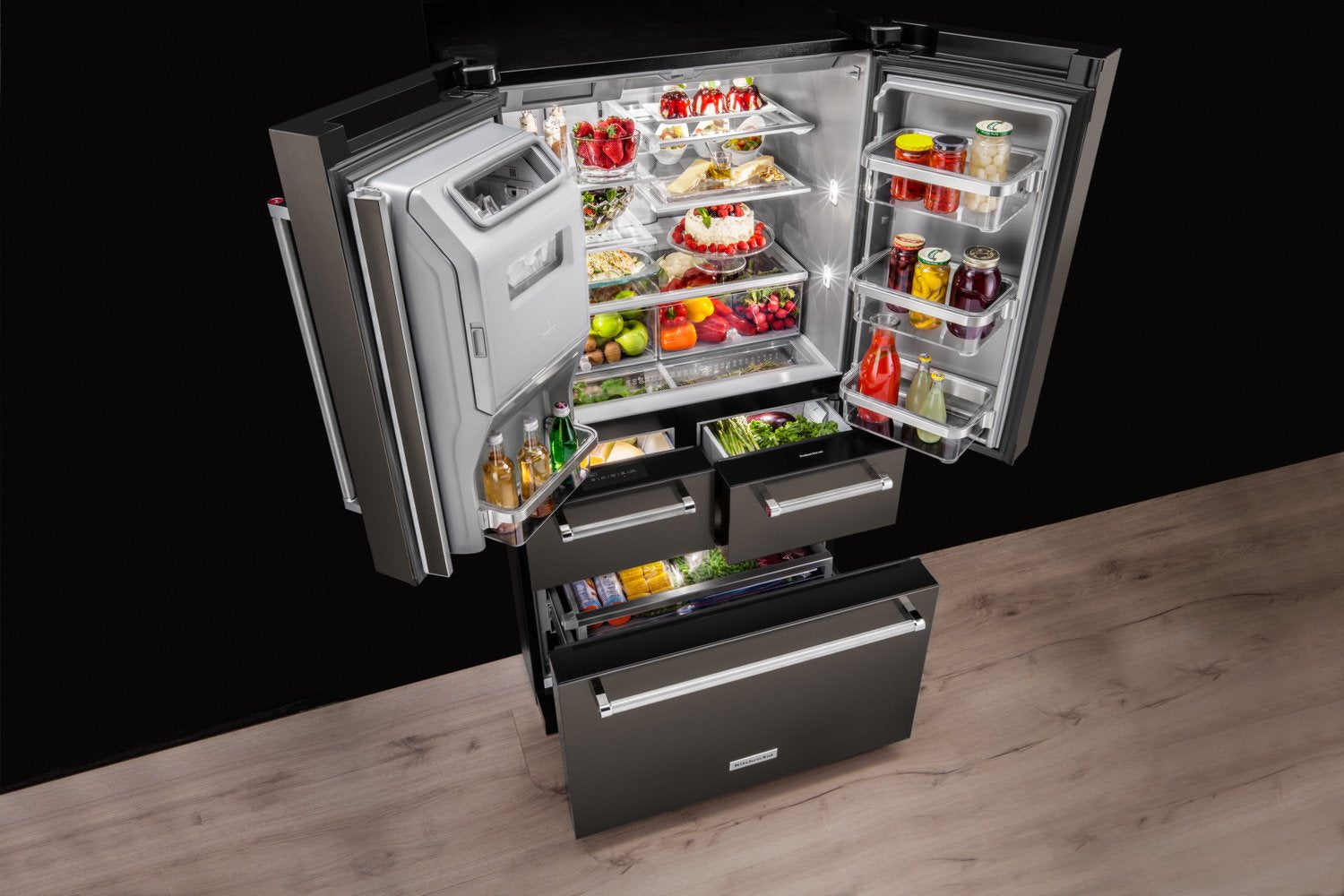 KitchenAid Black Stainless Steel French Door Refrigerator (25.8 Cu. Ft.) - KRMF706EBS