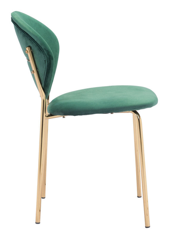 Butik Velvet Dining Chair - Green/Gold - Set of 2
