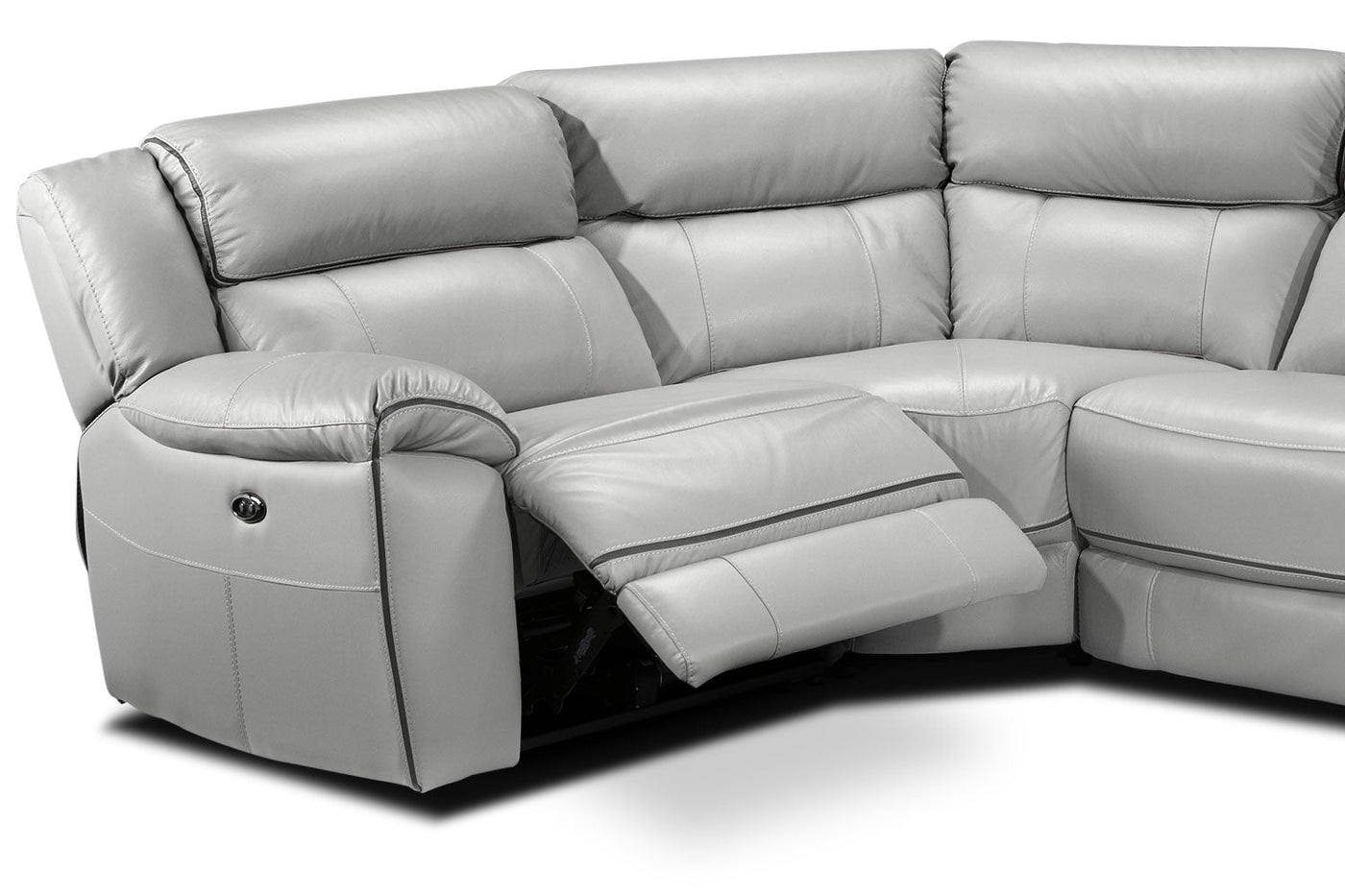 Holton 5-Piece Leather Sectional with Right-Facing Chaise - Grey