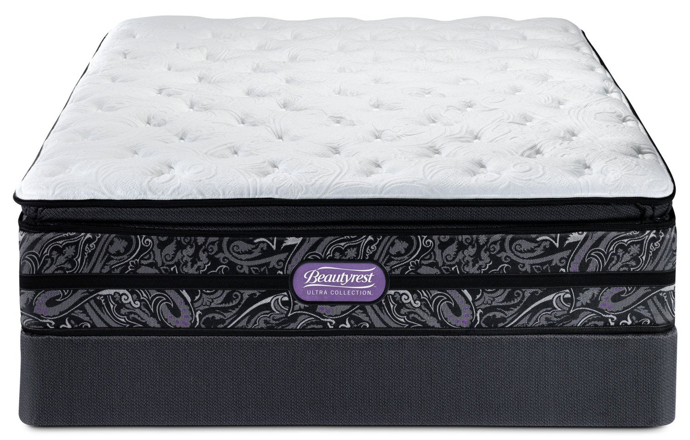 Simmons Beautyrest Ultra Garrett Cushion Firm King Mattress and Split Low-Profile Boxspring Set