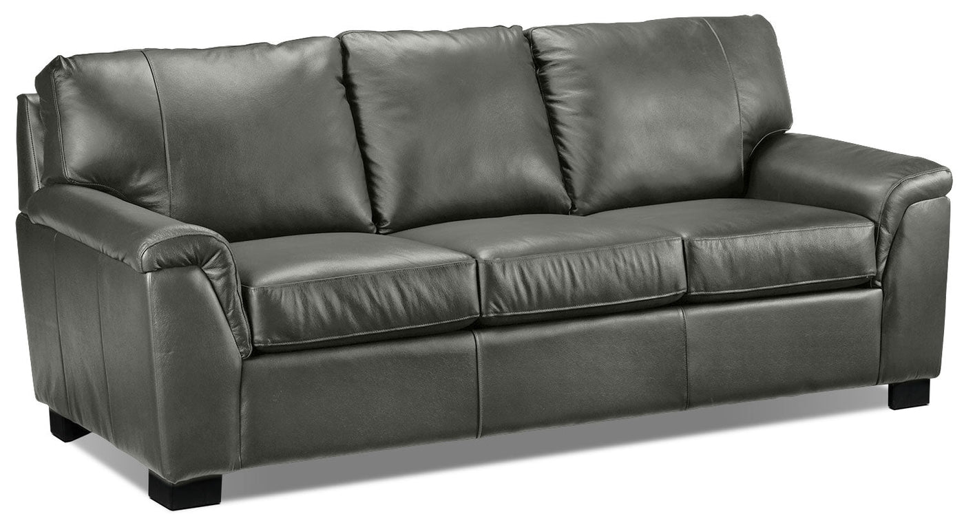 Reynolds Leather Sofa and Loveseat Set - Dark Grey