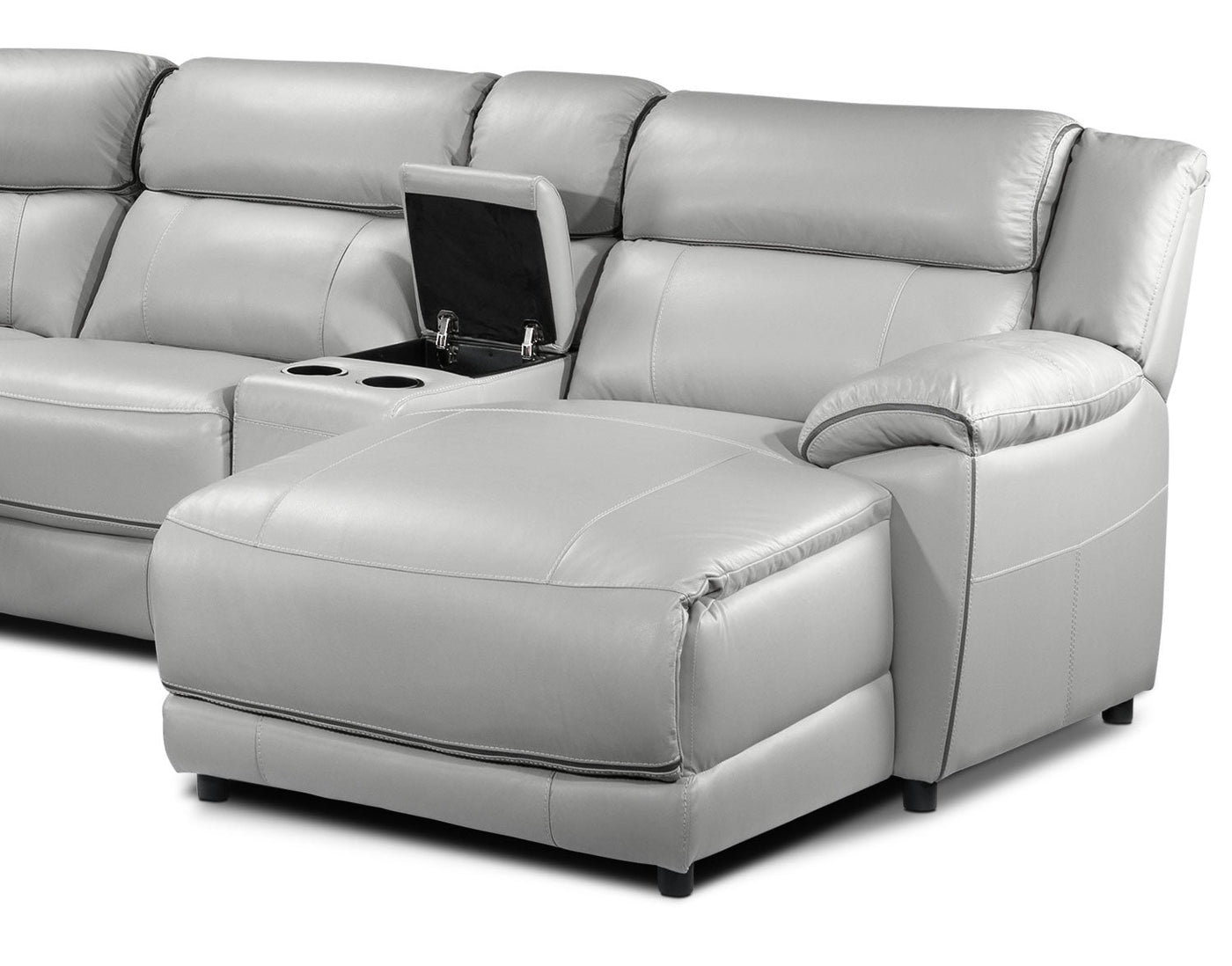 Holton 5-Piece Leather Sectional with Right-Facing Chaise - Grey
