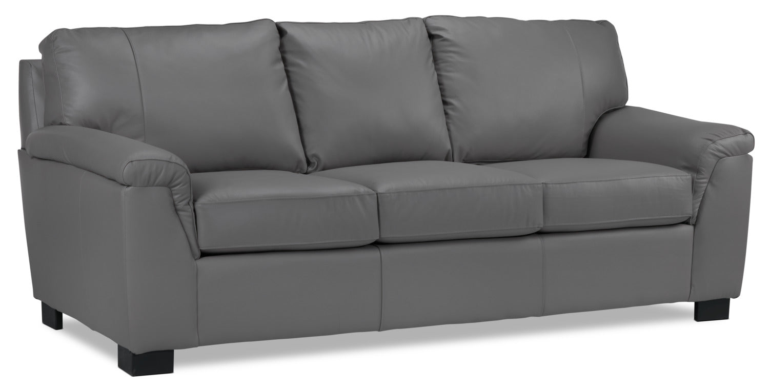 Reynolds Leather Sofa and Chair Set - Grey