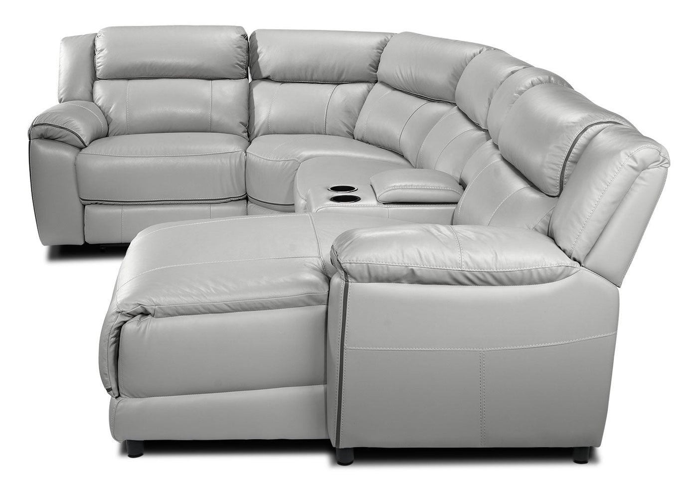 Holton 5-Piece Leather Sectional with Right-Facing Chaise - Grey
