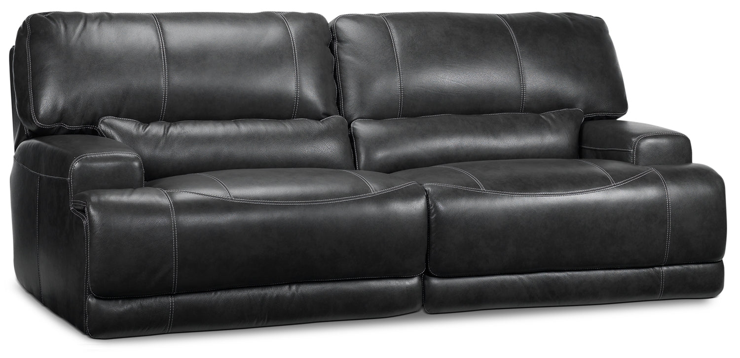 Dearborn Power Reclining Leather Sofa, Loveseat with Console and Recliner Set - Charcoal