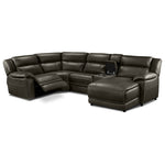 Holton 5-Piece Leather Sectional with Right-Facing Chaise - Charcoal Grey