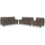 Braylon Leather Sofa, Loveseat and Chair Set - African Grey