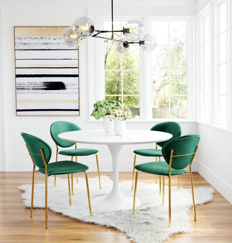 Butik Velvet Dining Chair - Green/Gold - Set of 2