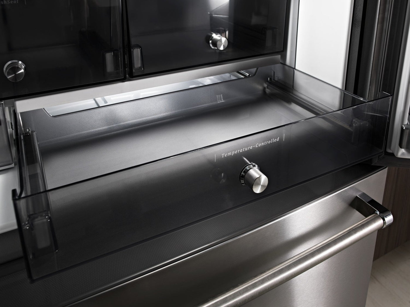 KitchenAid Black Stainless Steel Counter-Depth French Door Refrigerator (23.8 Cu. Ft.) - KRFC704FBS