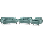 Julian Sofa, Loveseat and Chair Set - Teal