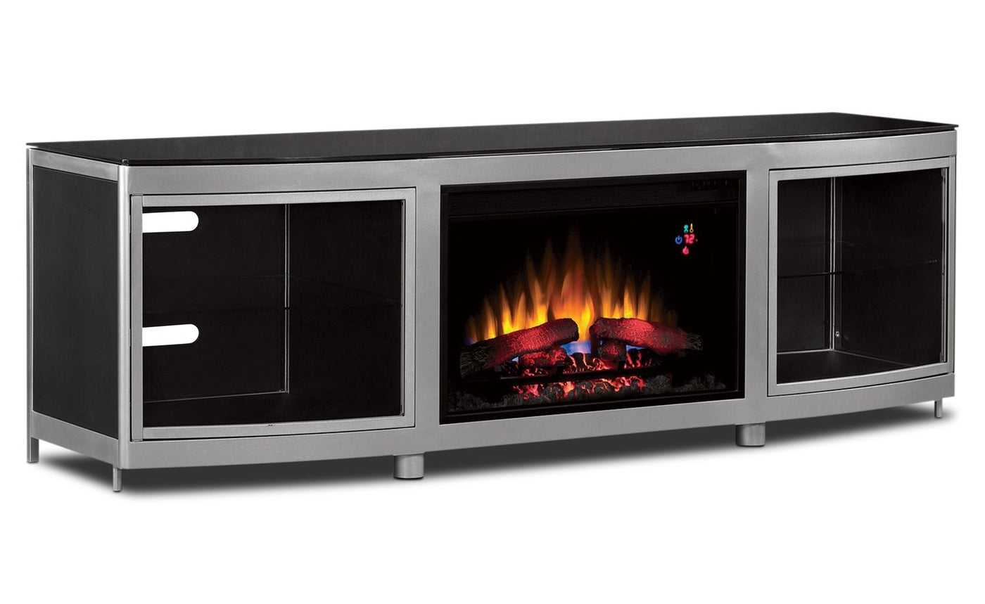 Gotham Fireplace Credenza - Silver and Black