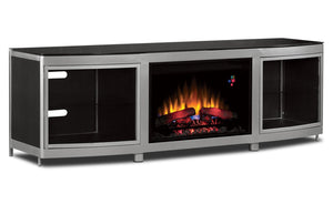 Gotham Fireplace Credenza - Silver and Black