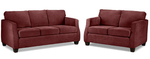 Agnes Sofa and Loveseat Set - Merlot