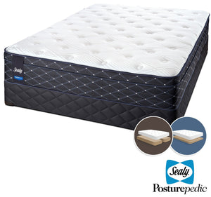 Sealy Familiar Firm King Mattress and Split Low-Profile Boxspring Set