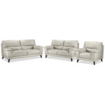 Braylon Leather Sofa, Loveseat and Chair Set - Silver Grey