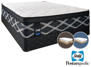 Sealy Figment Hybrid Cushion Firm King Mattress and Split Low-Profile Boxspring Set
