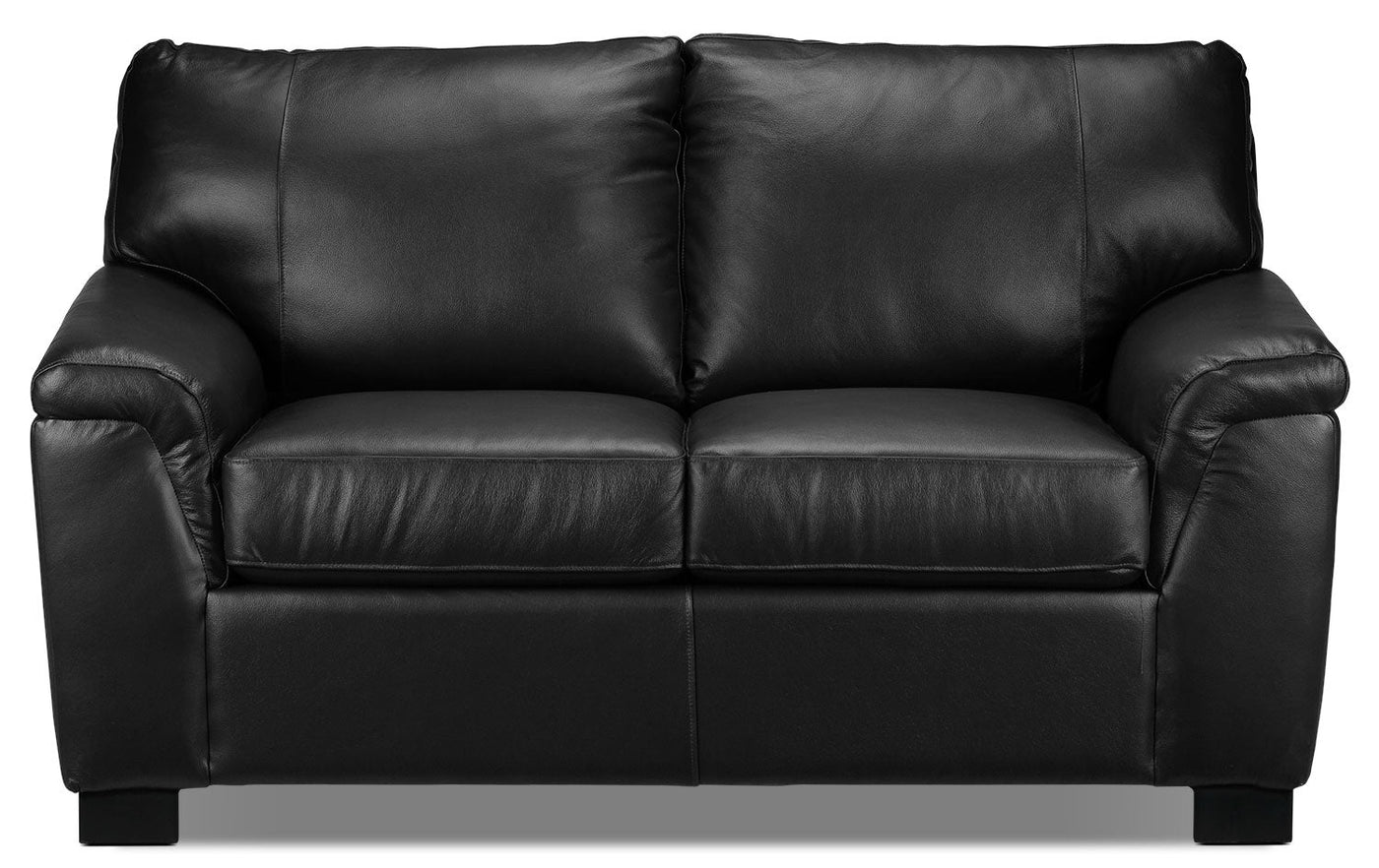 Reynolds Leather Loveseat - Black