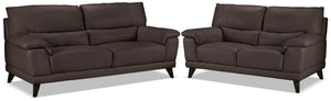 Braylon Sofa and Loveseat Set - Dark Chocolate