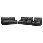Dearborn Power Reclining Leather Sofa, Loveseat with Console and Recliner Set - Charcoal