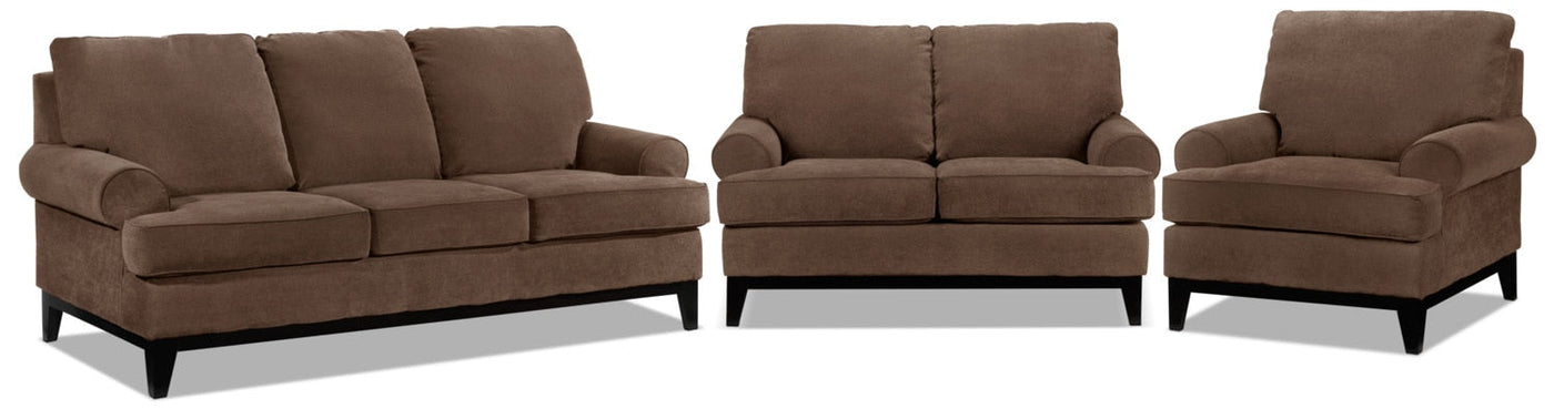Crizia Sofa, Loveseat and Chair Set - Coffee