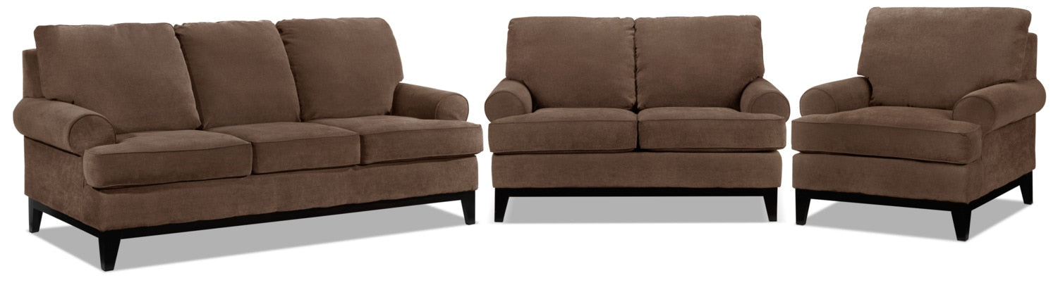 Crizia Sofa, Loveseat and Chair Set - Coffee
